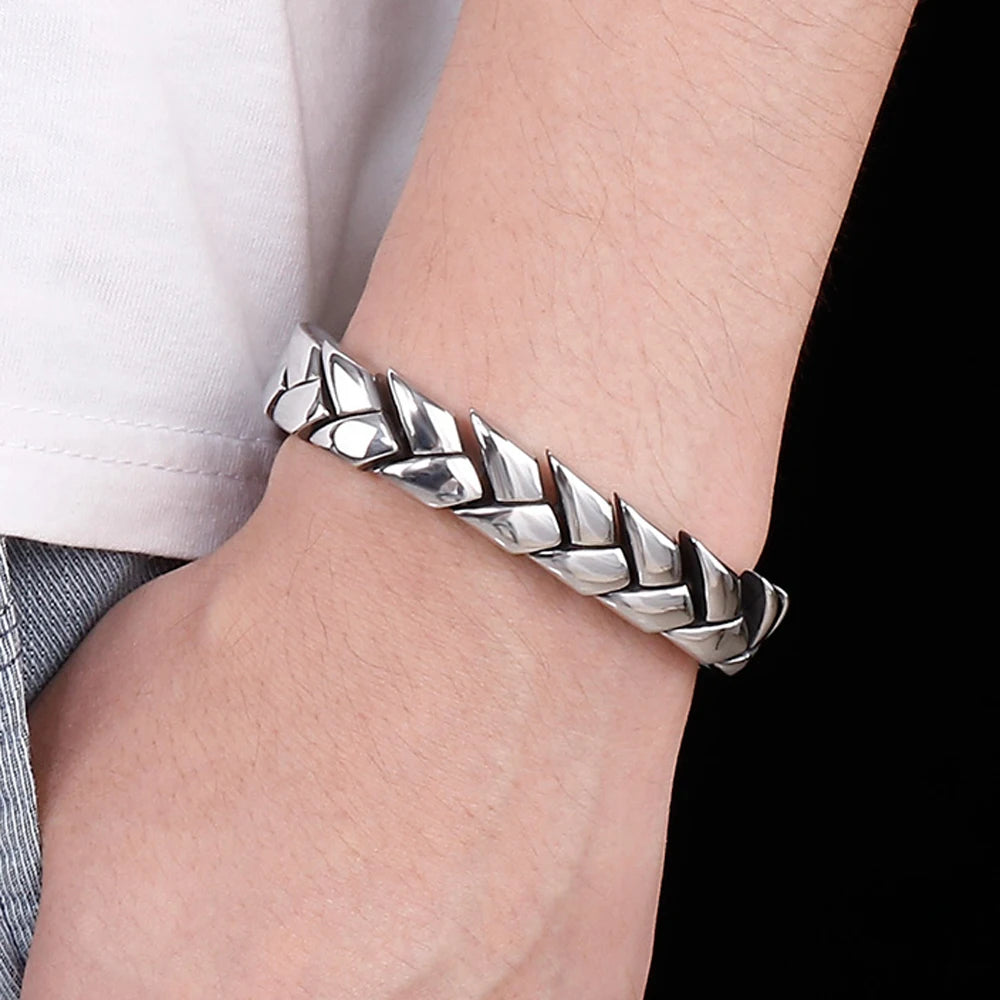 High Polished Stainless Steel Bracelet for Man 11MM Link Chain Men's Wrist Hand Jewelry Engraved Birthday Gifts for