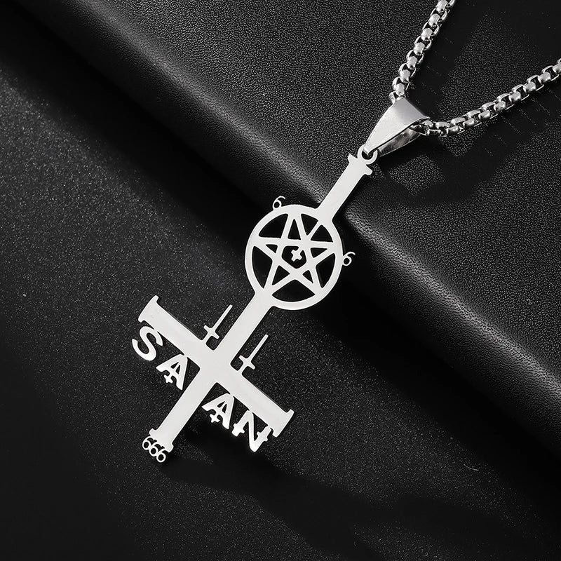 Inverted Cross Stainless Steel Pendant Necklace