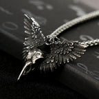 Vintage Wing Crow Skull Pendant Necklace Men Women Punk Goth Raven Skull Necklace Choker Fashion Stainless Steel