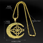 Celtic Gold Pendant Crescent Moon Witch's Knot