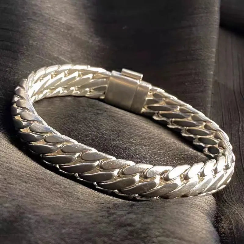 Lion Head Cuban Link Whip Chain Bracelet — Wide Bold, 22cm
