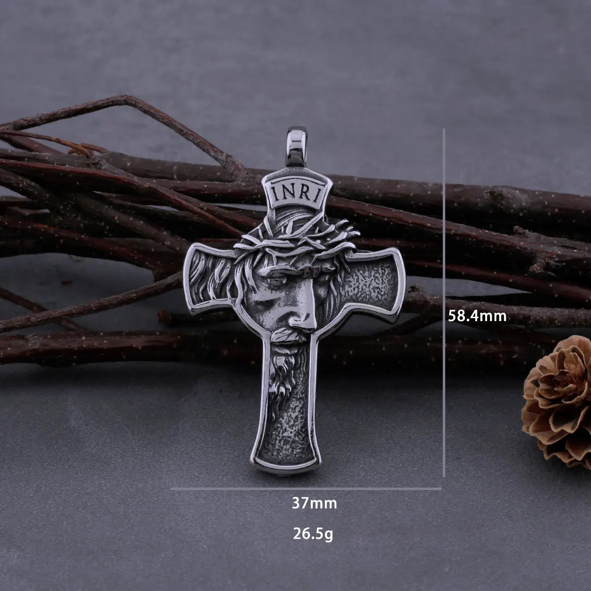 Classic Stainless Steel Cross Jesus Necklace Men Women Christian Pendant Jewelry Gift