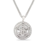 Rotatable Crystal US Dollar Sign Pendant Necklace