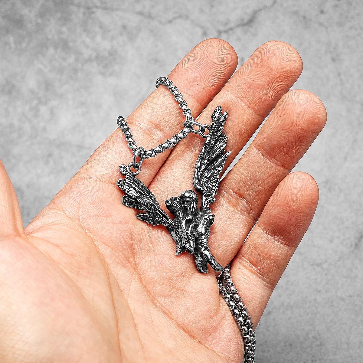 Angel Kiss Pendant Necklace — Stainless Steel