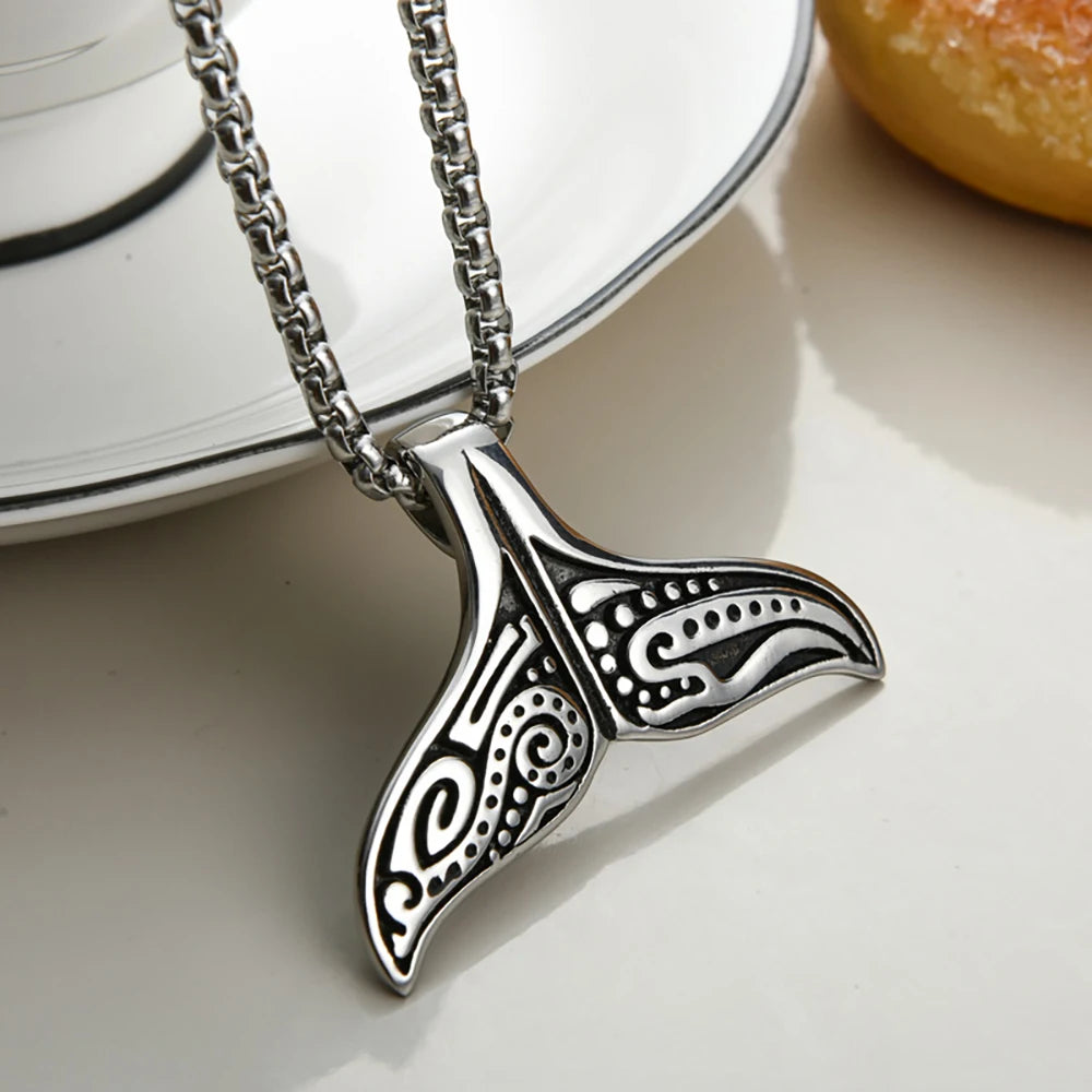 Whale Tail Pendant — Stainless Steel
