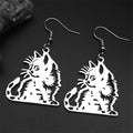 Cat Gold Earrings Cute Kitty Animal Hollow Hoop