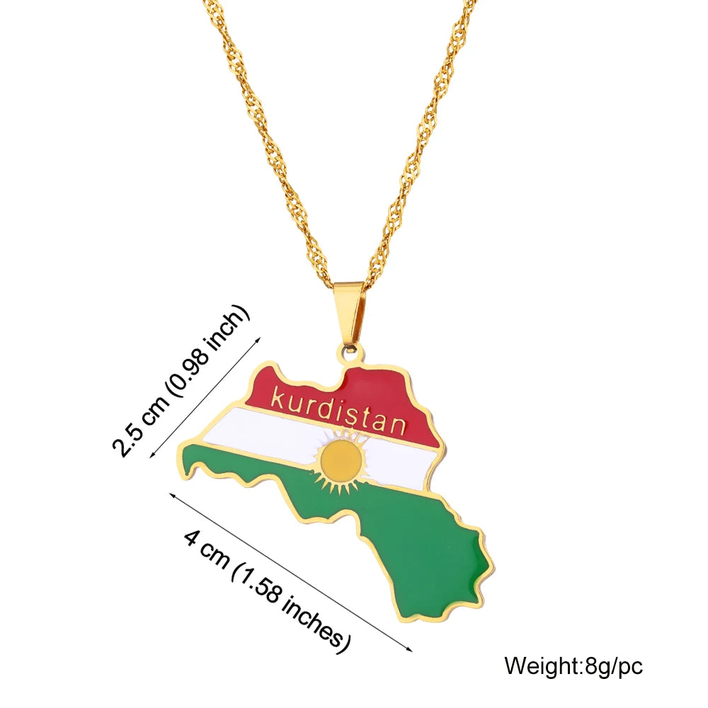 Kurdistan Map Pendant Necklace — Stainless Steel