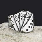 Poker Card Steel Ring Vintage Biker Playing Finger