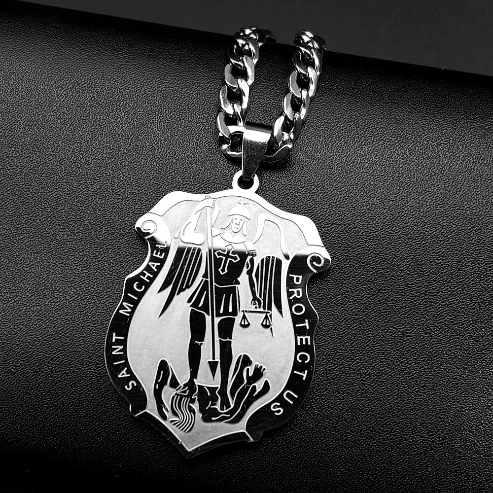 St. Michael Angel Pendant Necklace — Stainless Steel