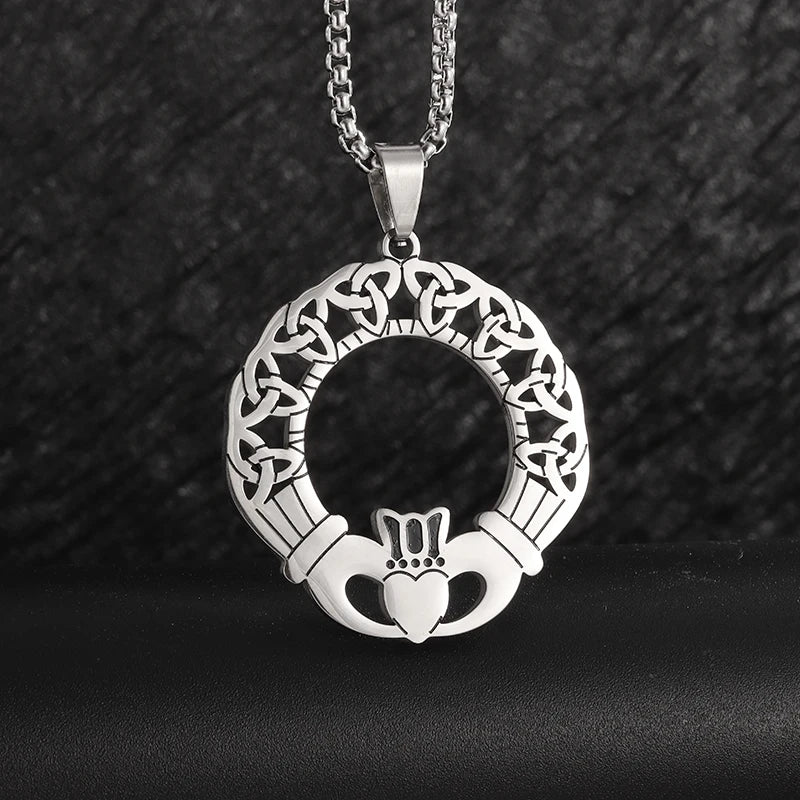 Celtic Witch Knot Pendant Necklace — Steel