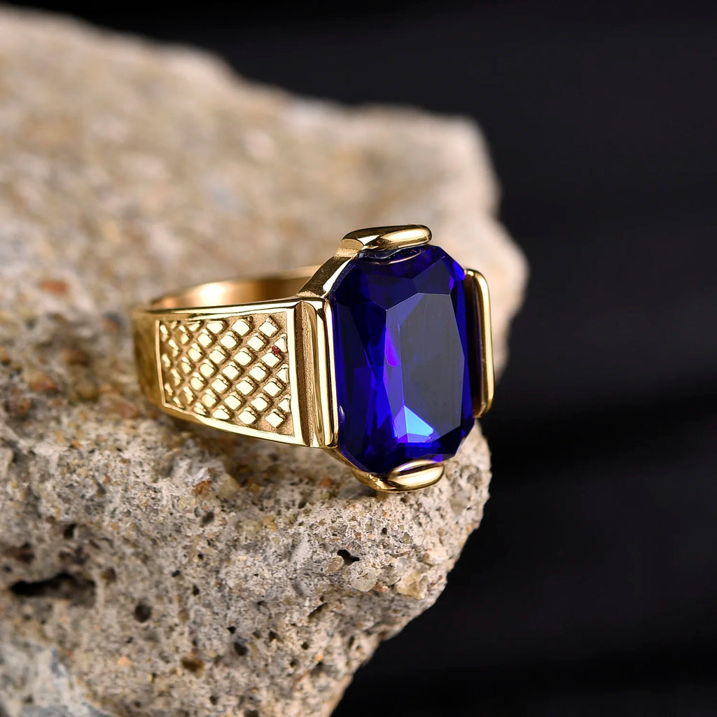 R3351g Men's High Quality Vintage Stainless Steel Gemstone Styles Ring Jewelry