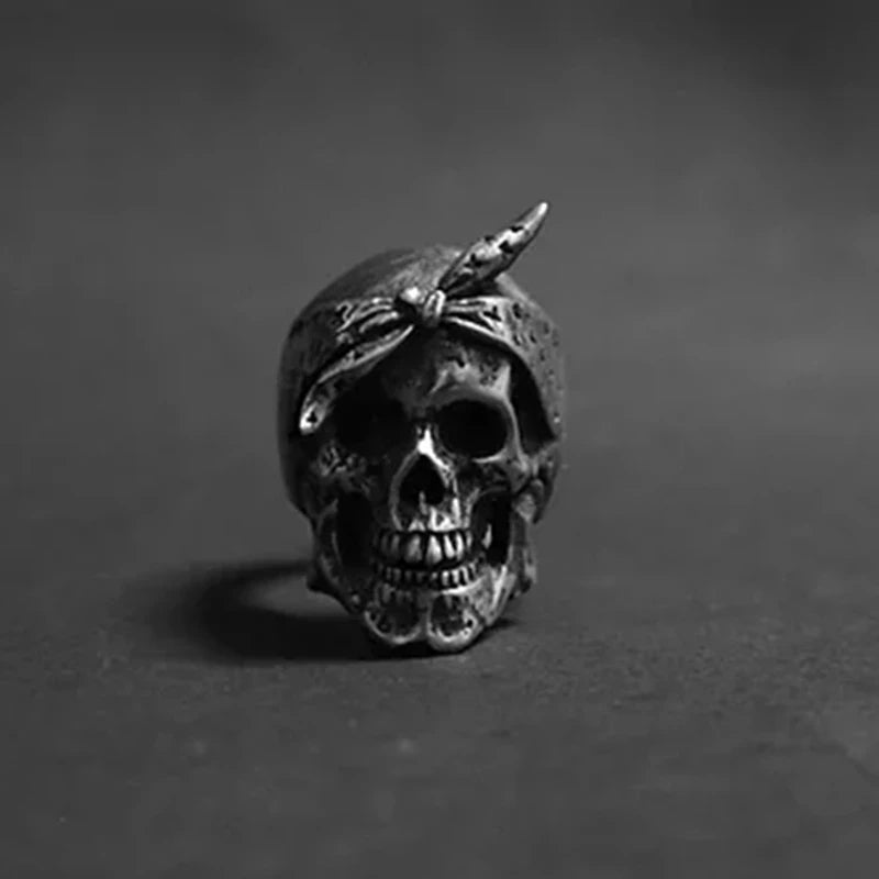 Onlysda Cool Men's Calvarium Skull Ring With Cross Gothic 316L Stainless Steel Biker Anel Motorcycle Band jewellery Gift
