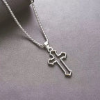 2025New Smooth Cross Necklace women and Men's Titanium Steel Versatile Long Cross Pendant Sweater Chain Accessories