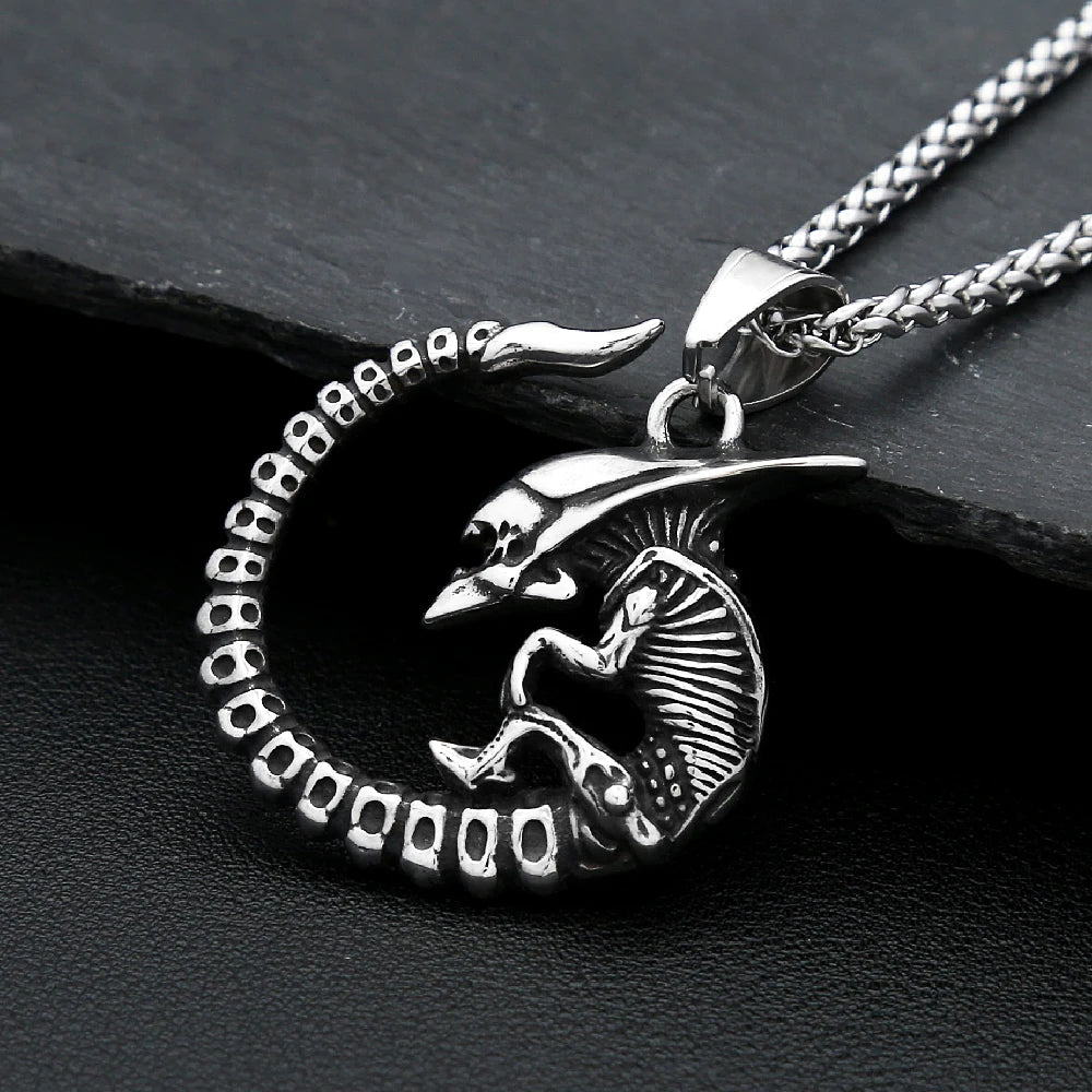 Alien Skull Pendant — Stainless Steel