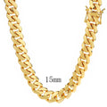Gold Cuban Chain Necklace 15MM Smooth 18K