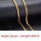 Silver Cuban Chain Necklace Stainless Steel 3/5MM