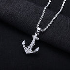 Iced Out Anchor Pendant — 14K Gold