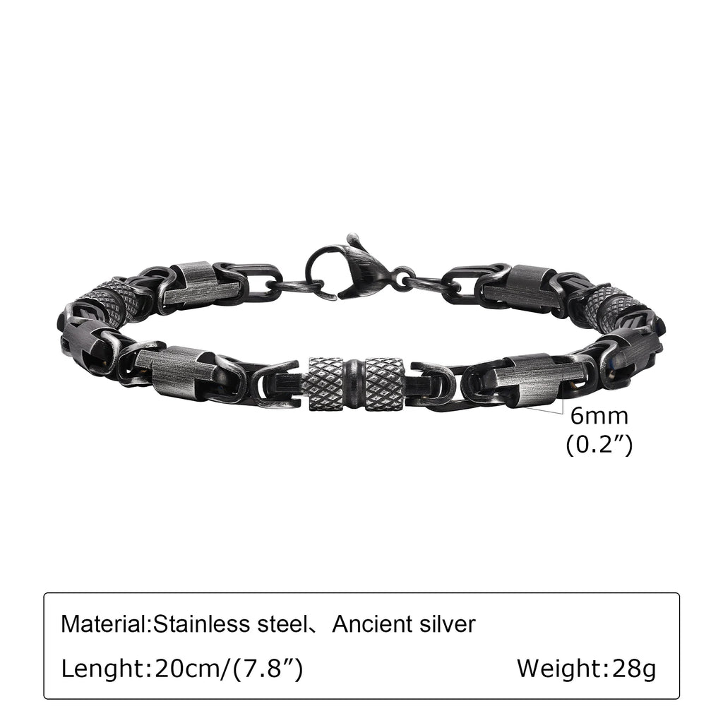 Punk Byzantine Bracelets for Men Boys,Stainless Steel Handmade Links Bracelet,Stylish Casual Jewelry Gifts