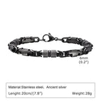 Punk Byzantine Bracelets for Men Boys,Stainless Steel Handmade Links Bracelet,Stylish Casual Jewelry Gifts