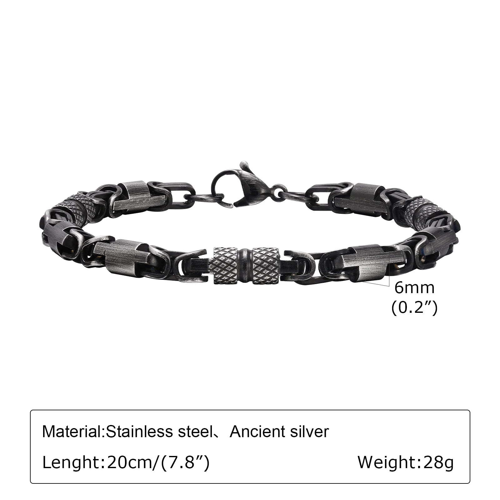 Punk Byzantine Bracelets for Men Boys,Stainless Steel Handmade Links Bracelet,Stylish Casual Jewelry Gifts