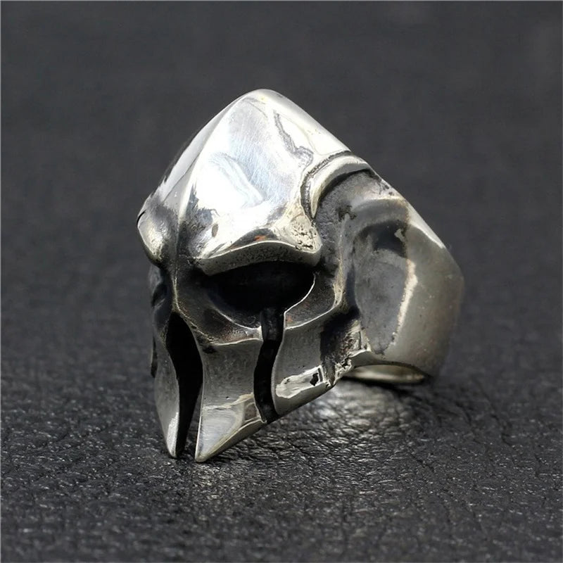 Simple Niche Retro Trend Helmet Skull Ring Personalized Open Spartan Warrior Mask Men's Ring Trend Accessories Jewelry