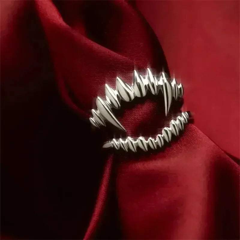 Gothic Retro Open Adjustable Ring — Multi-Design, Silver-Tone