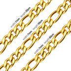 LUXUSTEEL Basic Punk Stainless Steel Chain Necklace For Women Men Cuban Figaro Braided Wheat Link Choker 5MM/7MM