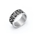 Wolf Odin Steel Ring Vintage Nordic Double Vikings