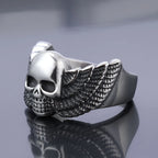 Angel Wings Skull Ring — Stainless Steel
