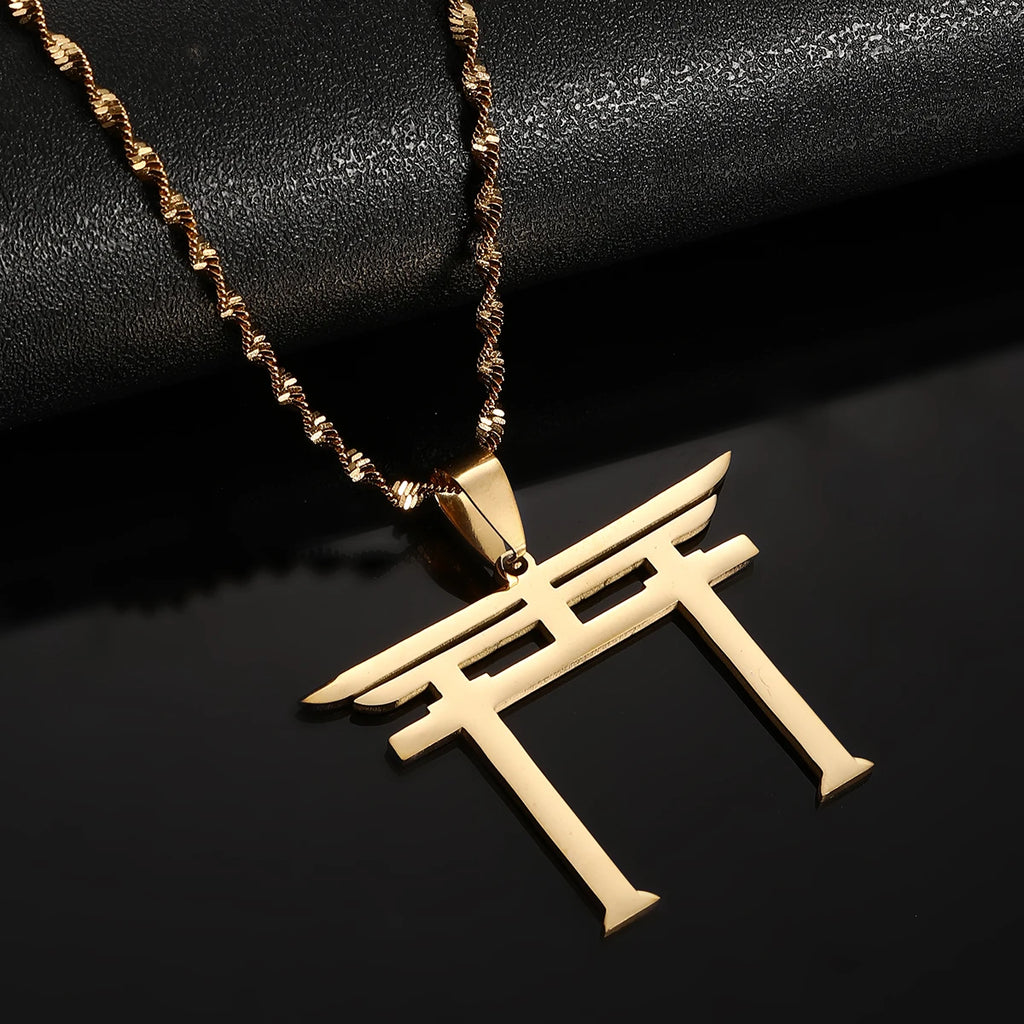 Shinto Symbol Pendant Necklace — Stainless Steel