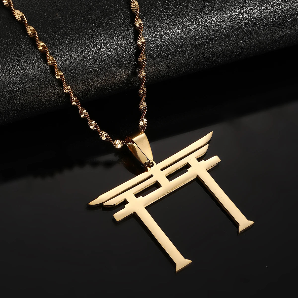 Shinto Symbol Pendant Necklace — Stainless Steel