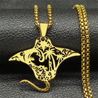 Manta Ray Gold Pendant Necklace