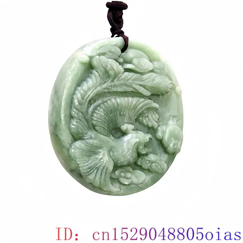 Green Natural Real Jade Phoenix Pendant Necklace Stone Luxury Gift Talismans Chinese Gemstones Designer Vintage