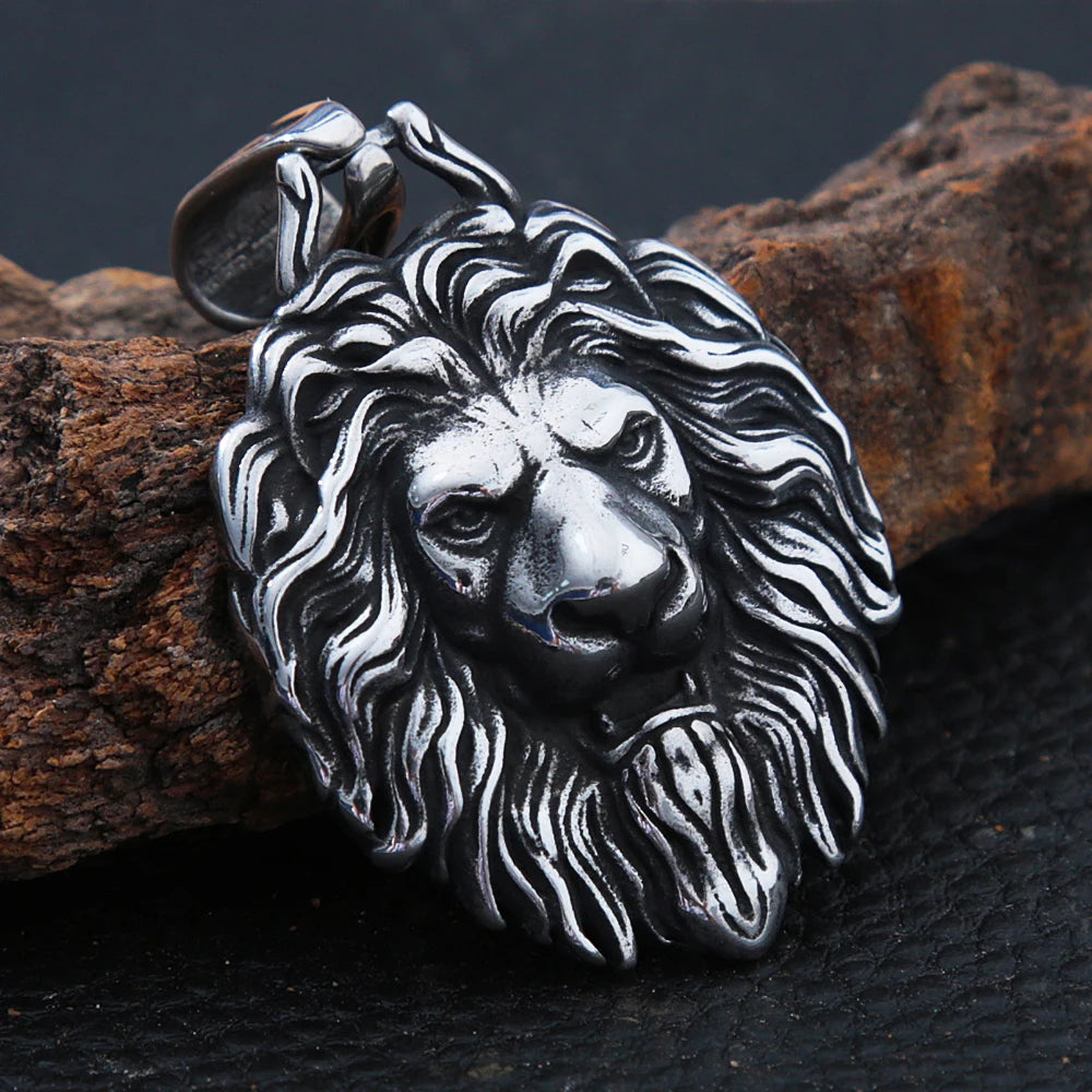 Gothic Lion Head Pendant Necklace — Stainless Steel
