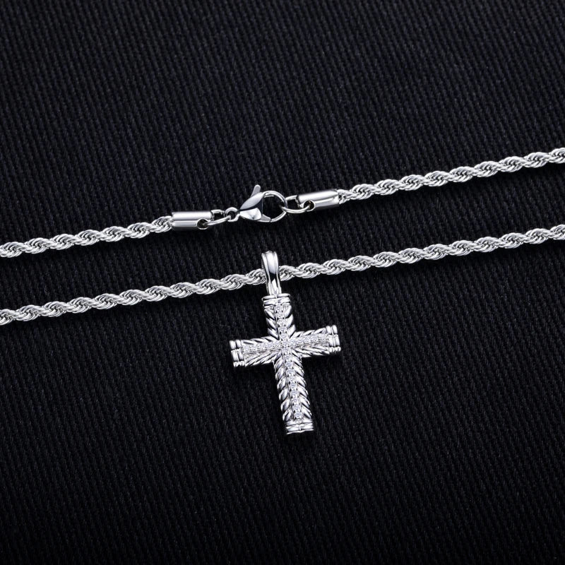 Iced Out Cross Pendant — 925 Silver