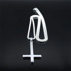 Witchcraft Pagan Stainless Steel Upside Down Cross Necklace Women/Men Inverted Cross Necklace Jewelry collier N8373S02