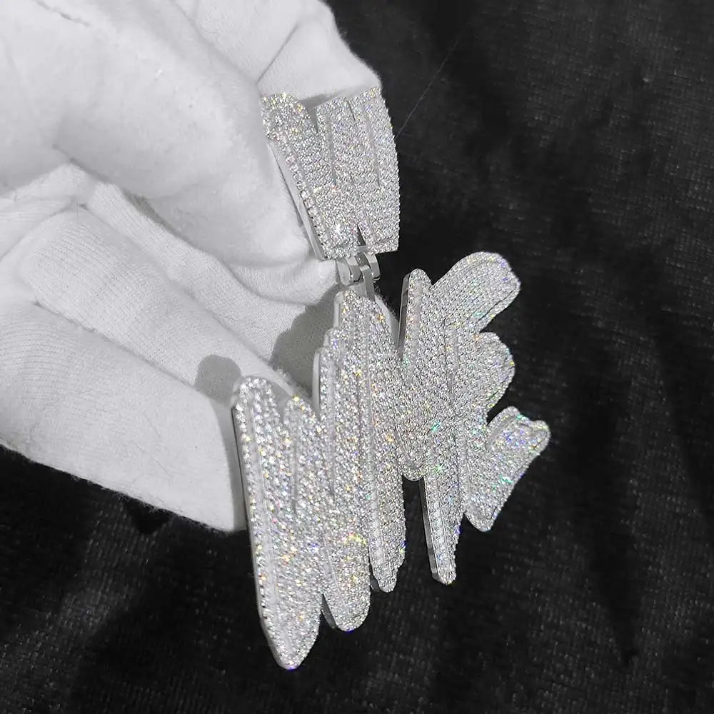 925 Silver VVS Moissanite Letter Pendant