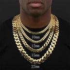 Gold Cuban Chain Necklace 10/12/15/22MM Smooth