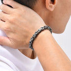 Chunky Byzantine Chain Bracelet 21cm — Vintage, Stainless Steel