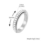 Iced Out Zircon Spinner Ring — Stainless Steel