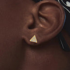 Iced Out Triangle Stud Earrings — Stainless