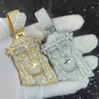 Crown Jesus Pendant Necklace Iced Out 3D
