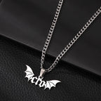 Gothic Bat Wings Cuban Chain Necklace — Stainless Steel
