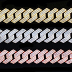 Aokaishen Iced Out Cuban Link Chain Men Necklace Choker 5A Prong Setting Cubic Zirconia Copper Gold Plated Hip Hop Jewelry