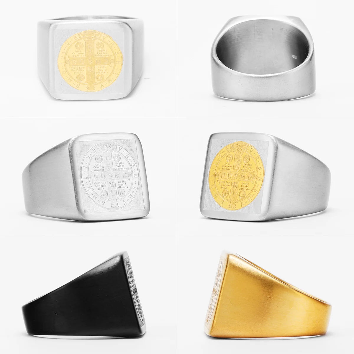 Exorcism Saint Benedict Cspb Stainless Steel Men Rings Punk For Male Women Fashion Jewelry Creativity Gift