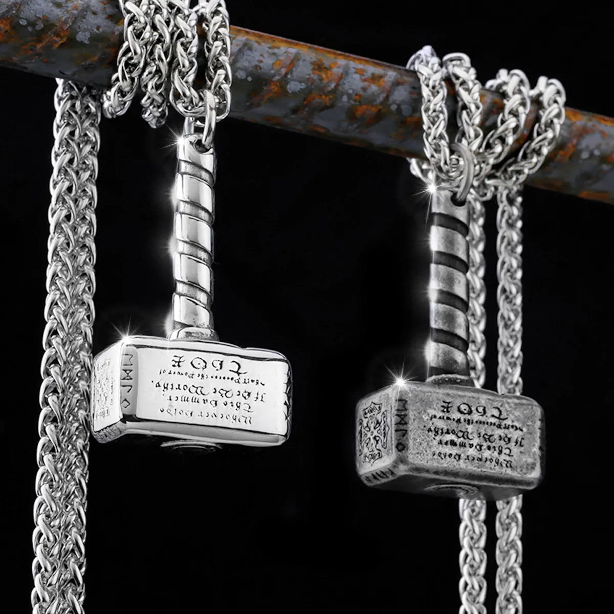 Vintage Viking Battle Thor Hammer Necklace Stainless Steel Men's Hiphop Rock Punk Pendant Necklace Nordic Jewelry Gift