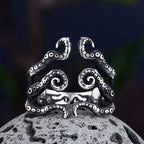 2022 New Christmas Charm Halloween Octopus Skull Punk Stainless Steel Seaman Rings Men Anel Puck Jewelry Halloween Gift