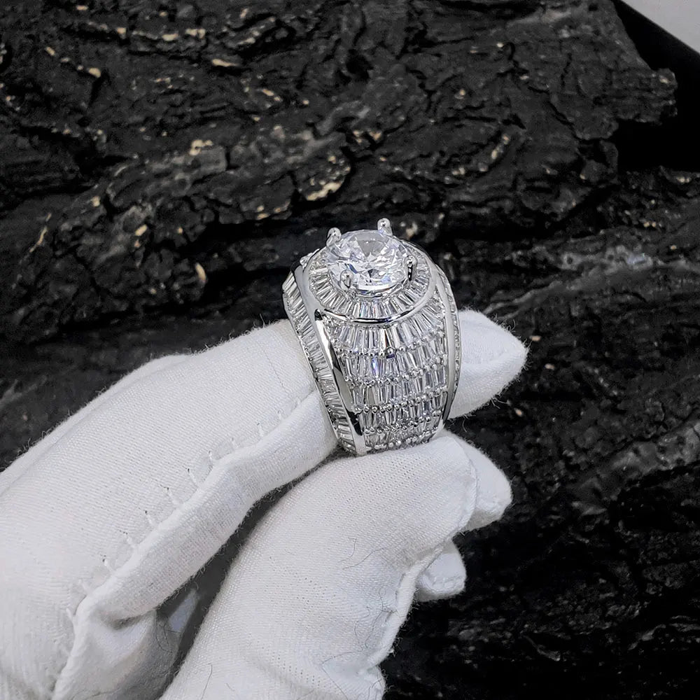 Iced Out CZ Surface Ring Stainless Steel