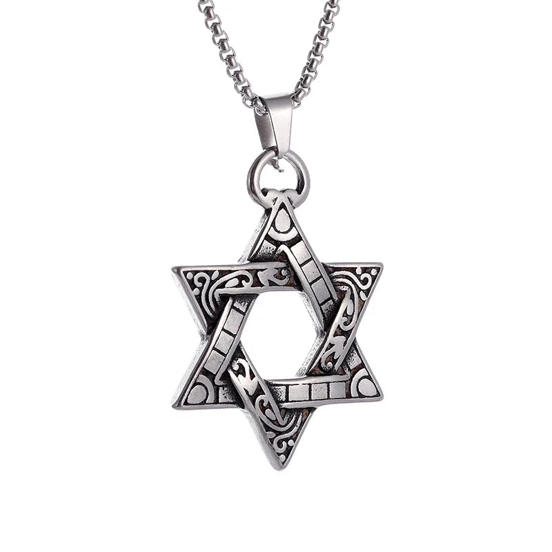 Trendy Mogan David Star Pendant High-Quality Alloy Israel Jewish Star of David Necklace for Men Jewelry