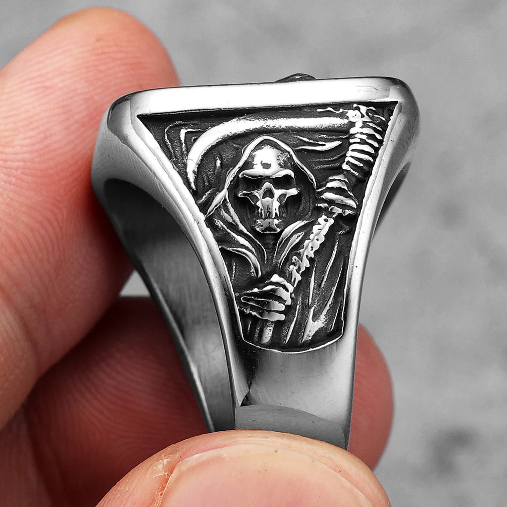 Grim Reaper Skull Ring — Stainless Steel